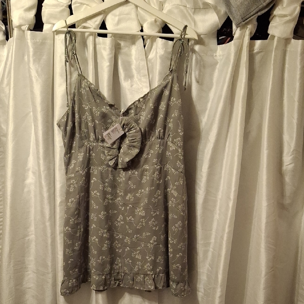 Abercrombie & Fitch Gray/green Floral Dress XL